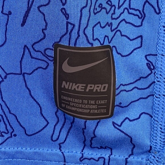 Nike Pro Dri Fit Women XL Fitted Short Sleeve Blue With Front Swoosh - Picture 3 of 9